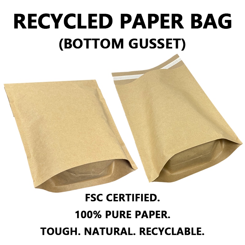 Une enveloppe en papier kraft recyclé personnalisée avec soufflet inférieur aide les marques à atteindre leurs objectifs d'emballage durable