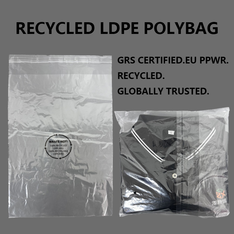 Le poly-sac en LDPE recyclé personnalisé aide les marques de mode à améliorer leurs emballages durables avec des matériaux recyclés certifiés GRS