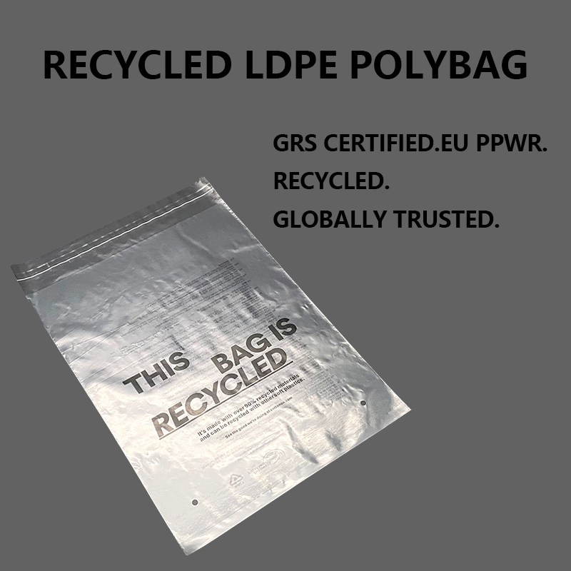 Poly-sac en LDPE recyclé GRS personnalisé PPWR de l'UE pour l'emballage de vêtements et de commerce électronique