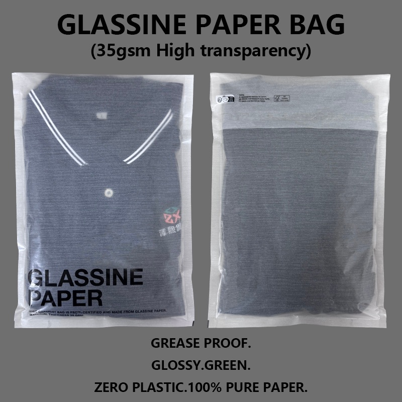 Sac à vêtements en papier glassine haute transparence personnalisé PPWR de l'UE